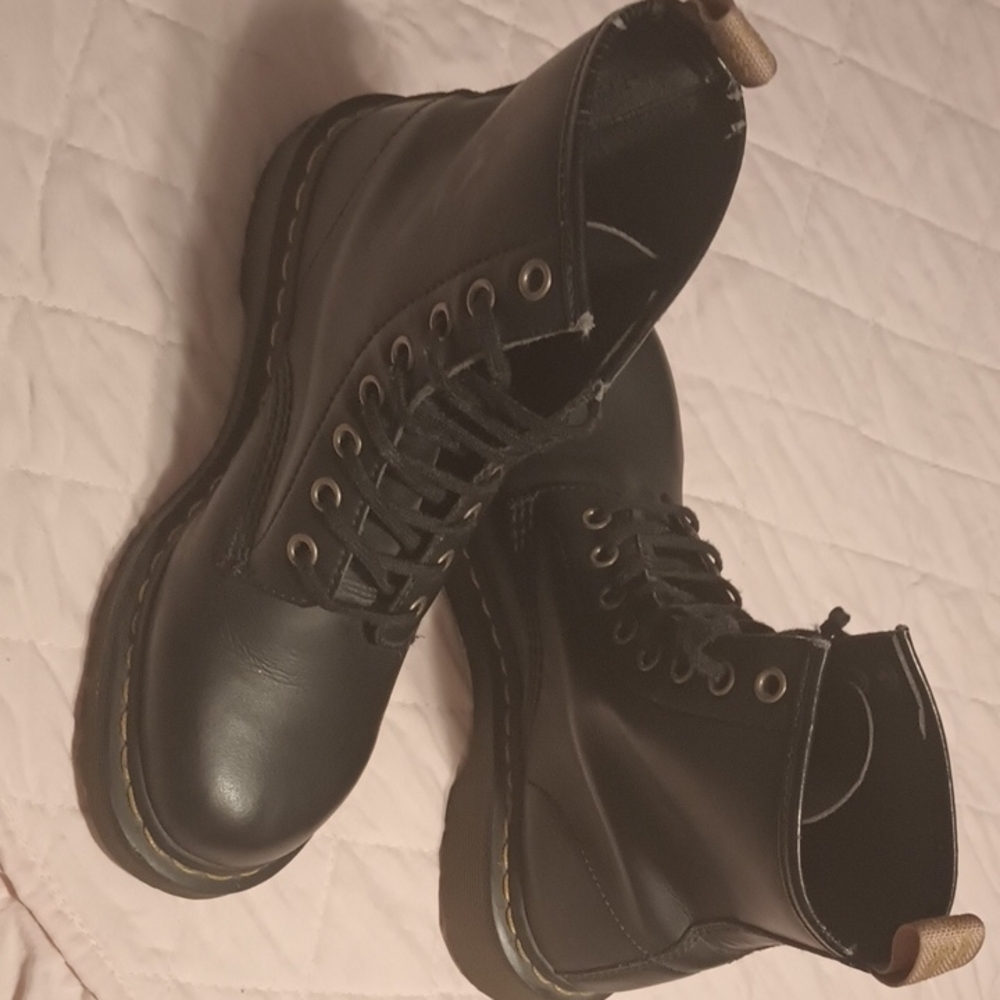 Dr. Martens Black Lace Up Boots with Leather Finish
